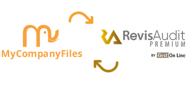 Logo mycompanyfiles connecté au logo revisaudit